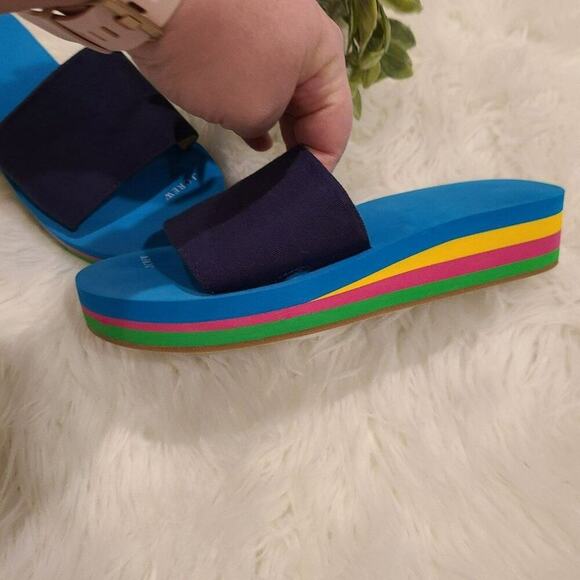 J. Crew Platform EVA Blue Stripe Slides Size 6 - Picture 10 of 12